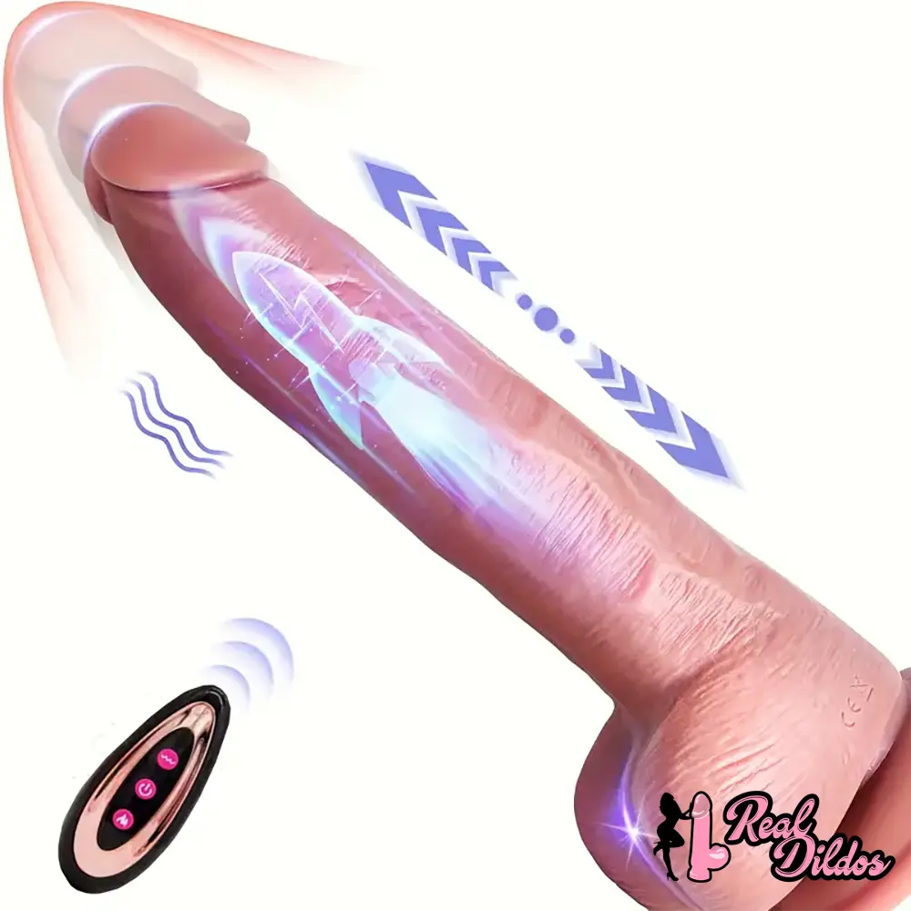 9.1in Silicone Thrusting Vibrating Dual Motors Remote Control Dildo