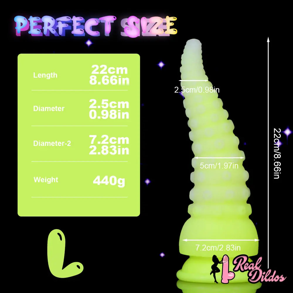 6.42in 7.48in 8.66in Fluorescent Octopus Tentacle Soft Dildo For Men Women